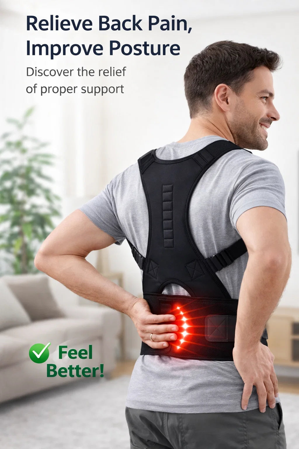 Back Posture Corrector - Adjustable Support Brace for Men & Women